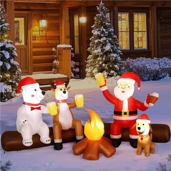 8FT Christmas Inflatable Outdoor Decoration with Built-in LEDs Lights, Blow-Up - Picture 7 of 8